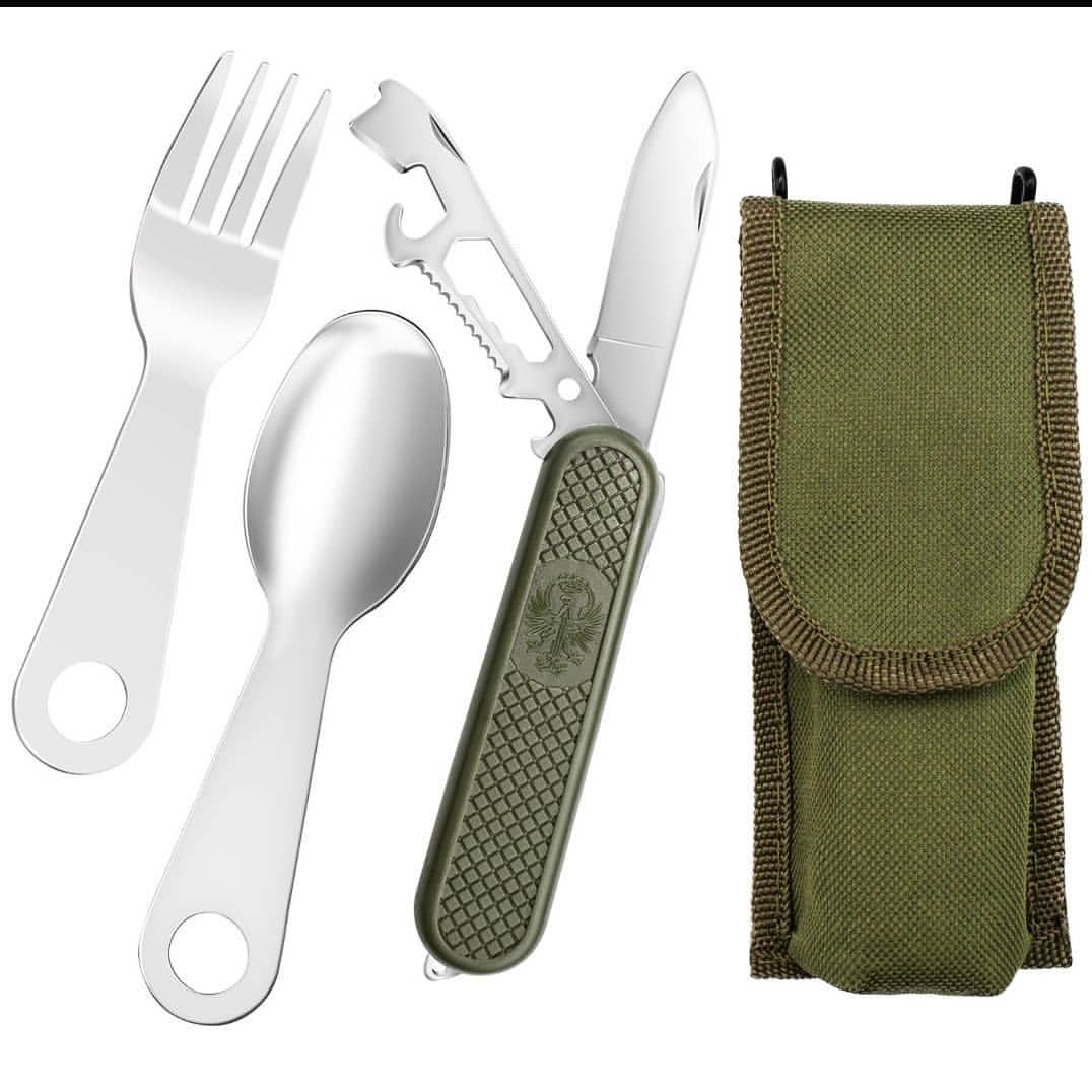 قاشق چنگال کوهنوردی با کیف برزنتی